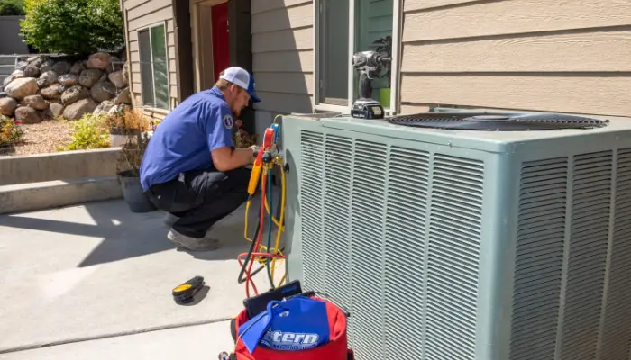 Technician Maintaining Air Conditioner 1