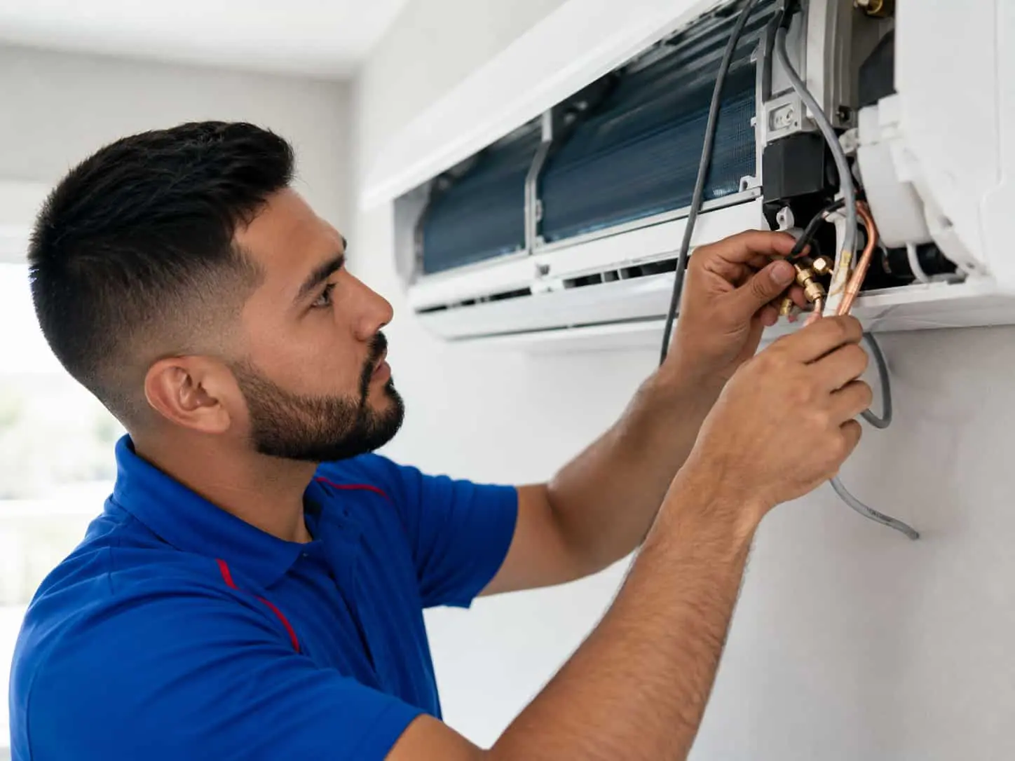 HVAC Services in Bountiful, UT | Western Heating & Air - Western Heating, Air & Plumbing HVAC technician servicing a ductless mini-split air conditioning system