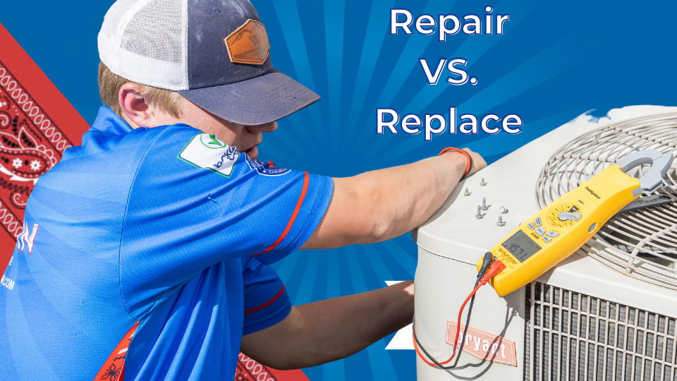 HVAC technician with AC repairing vs. replacing