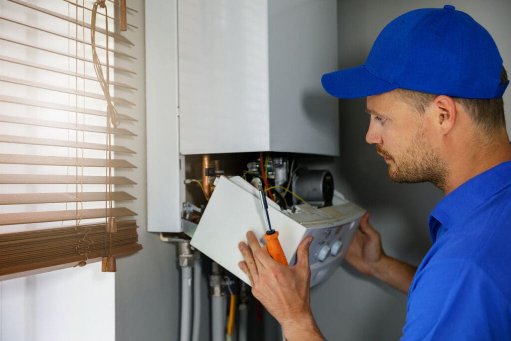 maintenance and repair service on gas heating boiler