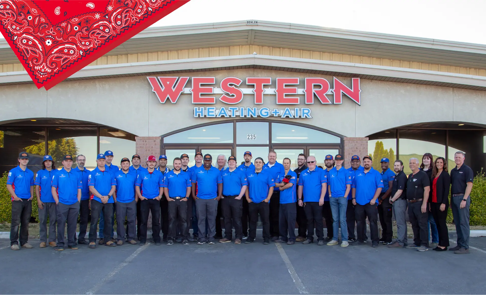 Furnace Services in Salt Lake City & Across Utah - Western Heating, Air & Plumbing Western Heating & Air team picture outside of Western's office building